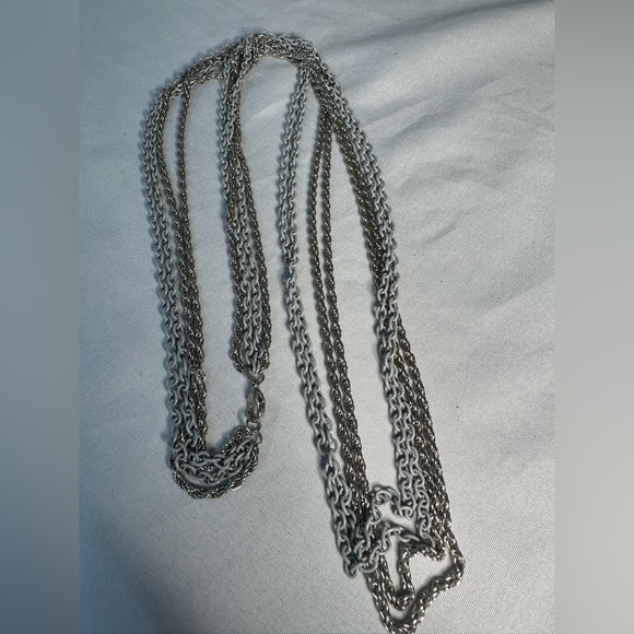 Gorgeous silvertone and light gray blue chain necklace - Picture 3 of 5